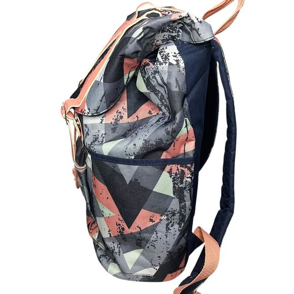 Emma & Chloe Backpack Gray Peach Geometric Abstract Modern School Travel Casual - Picture 2 of 15